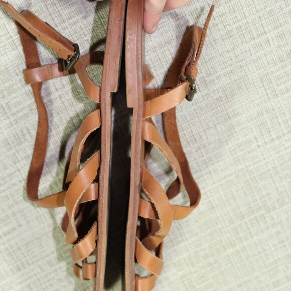 Zara Size 8.5 Strappy Brown Flat Sandals - Picture 3 of 4
